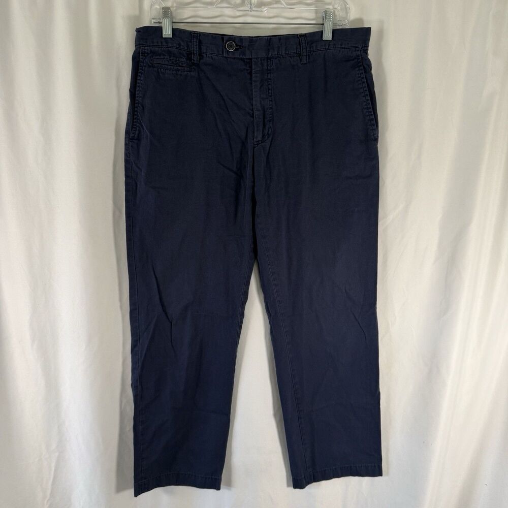Agngelo Nardelli Pants Men's 33x27 Blue 100% Cotton Ankle Flat Front